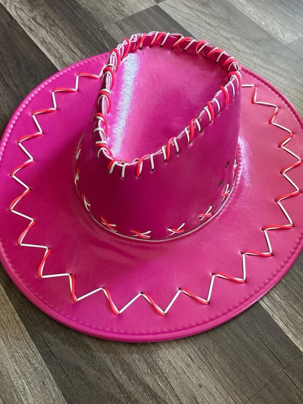 Pink cowboy hat western party hat with lights